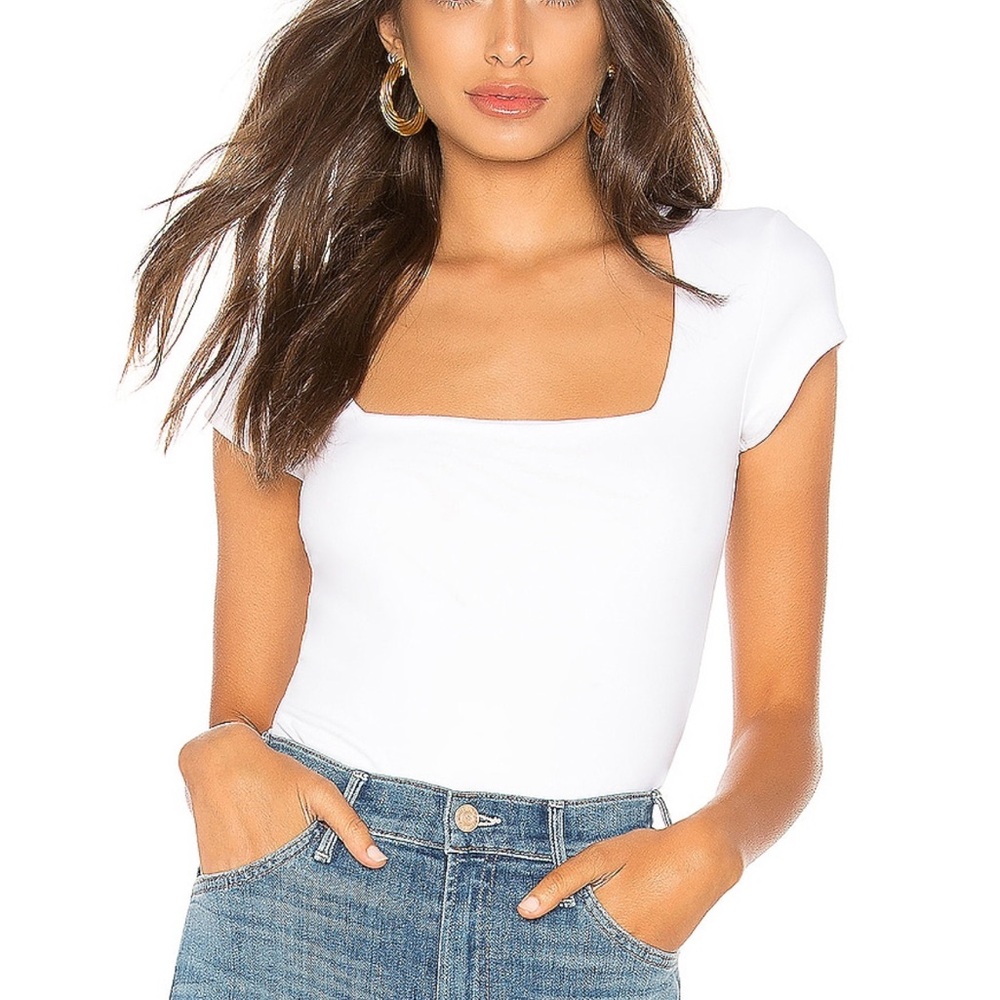 Free People Square Eyes Bodysuit in White